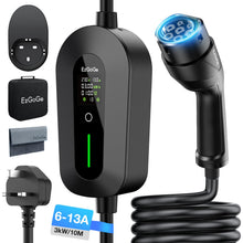 Load image into Gallery viewer, EzGoGo EV Charger Cable Type 2 to 3 Pin Plug 32.81Ft/10M Electric Car Charger 3kW, [6/8/10/13A] Type 2 Charging Cable 3 Pin EV Charger IP65 Advanced Protection Suitable for EVs &amp; PHEVs