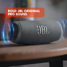 Load image into Gallery viewer, JBL Charge 5 - Portable Bluetooth Speaker with deep bass, IP67 waterproof and dustproof, 20 hours of playtime, built-in powerbank, in Grey