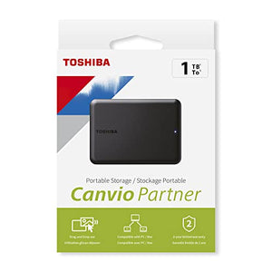 Toshiba Canvio Partner 1TB Portable 2.5" External HDD, USB 3.2 Gen 1, Mac and Windows Compatible, USB Powered