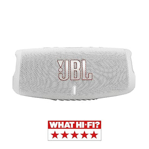 JBL Charge 5 - Portable Bluetooth Speaker with deep bass, IP67 waterproof and dustproof, 20 hours of playtime, built-in powerbank, in white