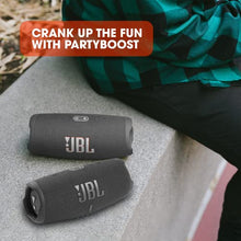 Load image into Gallery viewer, JBL Charge 5 - Portable Bluetooth Speaker with deep bass, IP67 waterproof and dustproof, 20 hours of playtime, built-in powerbank, in Grey