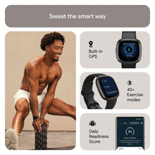 Load image into Gallery viewer, Fitbit Versa 4 Fitness Smartwatch with built-in GPS and up to 6 days battery life - compatible with iOS 15 or higher &amp; Android OS 9.0 or higher, Black /Graphite Aluminium