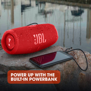 JBL Charge 5 - Portable Bluetooth Speaker with deep bass, IP67 waterproof and dustproof, 20 hours of playtime, built-in powerbank, in red