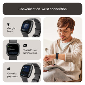 Fitbit Sense 2 Health and Fitness Smartwatch with built-in GPS, advanced health features, up to 6 days battery life - Compatible with iOS 15 or higher & Android OS 9.0 or higher, Graphite Aluminium