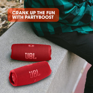 JBL Charge 5 - Portable Bluetooth Speaker with deep bass, IP67 waterproof and dustproof, 20 hours of playtime, built-in powerbank, in red