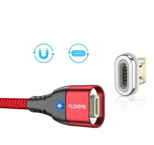 Super Strong Magnet Charging Cable Micro USB - Silver Nylon