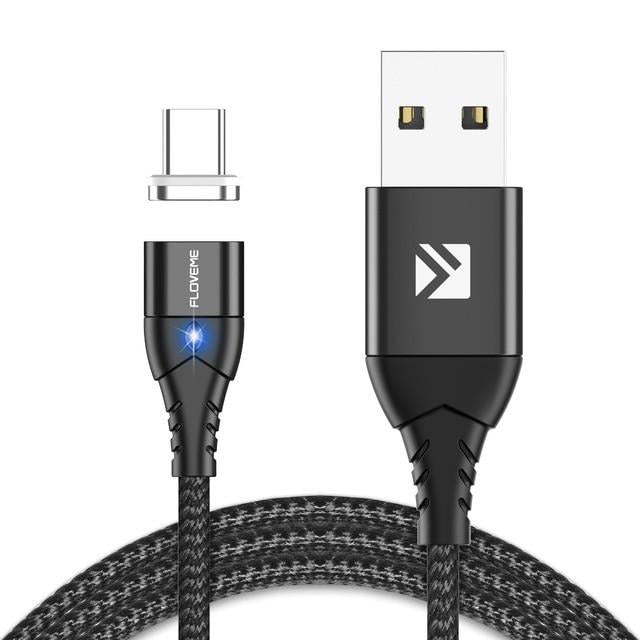 Super Strong Magnet Charging Cable Type-C - Black Nylon