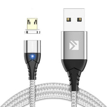 Load image into Gallery viewer, Super Strong Magnet Charging Cable Micro USB - Silver Nylon