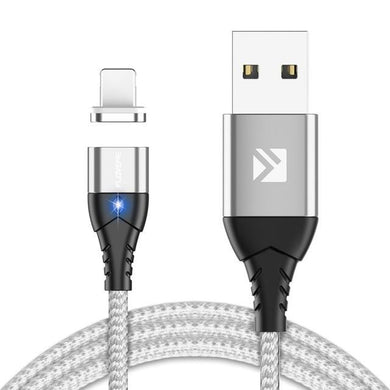 Super Strong Magnet Charging Cable iPhone - Silver Nylon